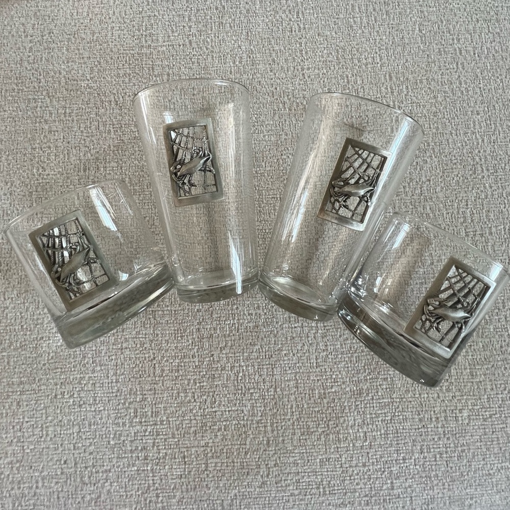 Pewter Crab 4 Piece Drinking Set